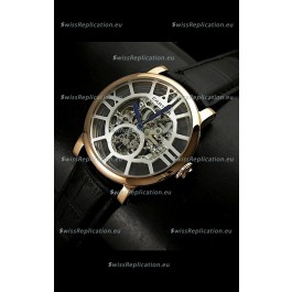 Cartier Ronde de Japanese Replica Watch in Skeleton Silver Dial