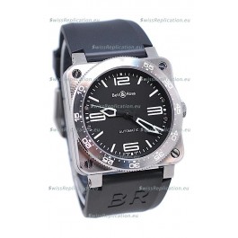 Bell and Ross BR 03 Type Aviation Brushed Steel Swiss Automatic Watch in Black Dial
