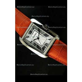 Cartier Tank Ladies Replica Watch in Steel Case/Orange Strap