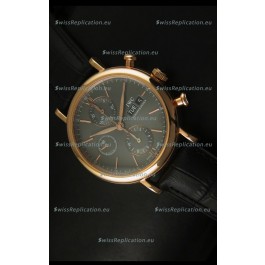 IWC Portofino Chronograph Swiss Watch in Rose Gold Case Grey Dial