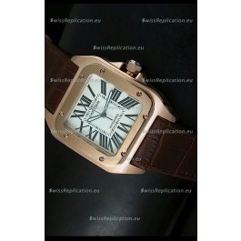 Cartier Santos 100 1:1 Mirror Replica Rose Gold Watch 42MM