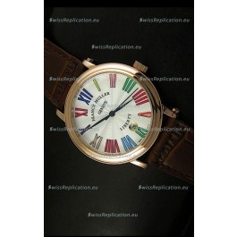 Franck Muller Master of Complications Liberty Japanese Replica Watch in Pink Gold Case