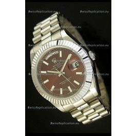 Rolex Day Date II 41MM Swiss Replica Watch - Brown Dial - 1:1 Mirror Replica Watch 