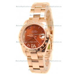 Rolex Datejust Japanese Replica Rose Gold Watch in Brown Dial - 36MM