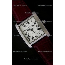 Cartier Tank 100 Japanese Replica Watch in Brown Strap