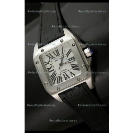 Cartier Santos in Swiss Replica Automatic Watch in Black Strap