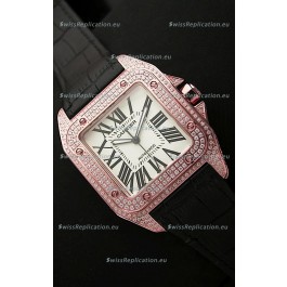 Cartier Santos 100 Swiss Automatic Replica Watch in Rose Gold