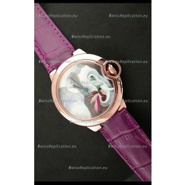 Ballon De Cartier Watch in Elephant Lacquered Dial and Pink Gold Casing