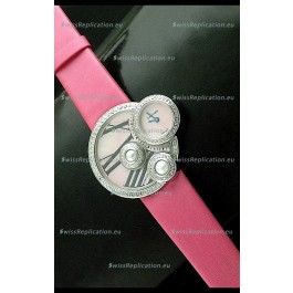Cartier Jewellery Pearl Diamond Watch in Pink Strap