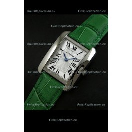 Cartier Louis Japanese Replica Ladies Watch in Green Strap