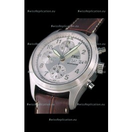 IWC Der Flieger Chronograph Swiss Replica Watch in Silver White Dial