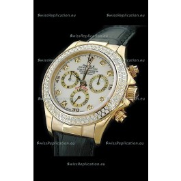 Rolex Daytona Cosmograph Swiss Replica Gold Watch in Diamond Bezel