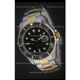 Rolex Submariner Oyster Perpetual Two Tone Watch in Black Ceramic Bezel