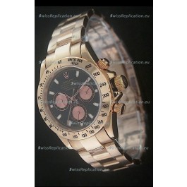 Rolex Daytona Cosmograph Swiss Replica Yellow Gold Watch in Black Dial