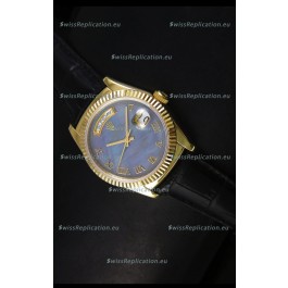 Rolex Day Date 36MM Yellow Gold Swiss Replica Watch - Blue MOP Dial