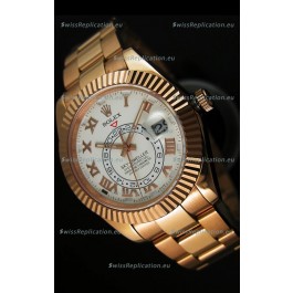 Rolex Sky-Dweller 18K Rose Gold Watch in White Dial Roman Numerals