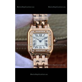 Cartier PANTHERE Edition 1:1 Mirror Swiss Watch Rose Gold White Dial - Diamonds Bezel