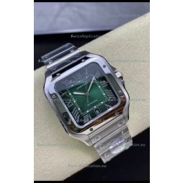 Cartier Santos De Cartier 904L Steel Green Dial 1:1 Mirror Replica - 40MM Stainless Steel Watch