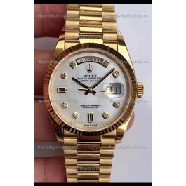 Rolex Day Date 36MM Yellow Gold M128238 in White Mother of Pearl Dial 1:1 Mirror Replica Watch