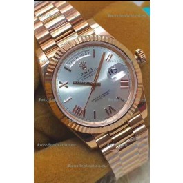 Rolex Day Date 40MM 228235 1:1 Rose Gold in Silver Dial 1:1 Mirror Replica Watch