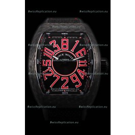 Franck Muller Vanguard Carbon Casing Red Indexes Swiss Watch