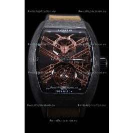 Franck Muller Vanguard Skeleton Tourbillon Black Carbon Swiss Replica Watch