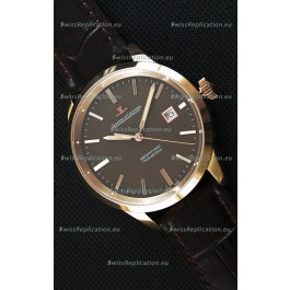 Jaeger LeCoultre Geophysic True Second Pink Gold Swiss Replica Watch Brown Dial 