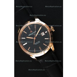 Jaeger LeCoultre Geophysic True Second Pink Gold Swiss Replica Watch Black Dial 