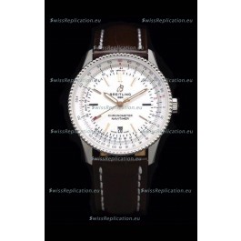 Breitling Navitimer 1 Automatic Swiss Replica Watch in White Dial - Leather Strap