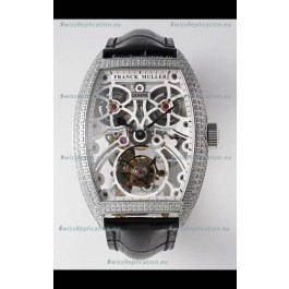 Franck Muller Fast Tourbillon Edition 1:1 Mirror Swiss Replica Watch in Diamonds Casing 
