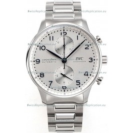 IWC Portuguese Chronograph Swiss Replica Watch in Steel Case White Dial - 1:1 Mirror Replica Edition