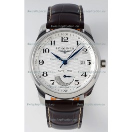 Longines Master Collection Automatic Power Reserve White Dial Swiss Replica Watch Leather Strap