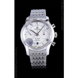 Omega De Ville Chronograph 1:1 Mirror Replica Watch in White Dial 42MM