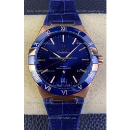 Omega Co-Axial Constellation 41MM Rose Gold 904L Steel - Blue Dial 1:1 Mirror Replica Watch