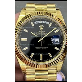 Rolex Day Date Presidential 18K Yellow Gold Watch 40MM - Black Dial 1:1 Mirror Quality