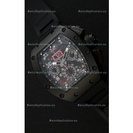 Richard Mille RM011-FM Felipe Massa Black Ceramic Case Watch in Black Strap
