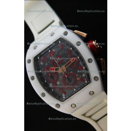 Richard Mille RM011-FM Felipe Massa White Ceramic Case Watch in White Strap