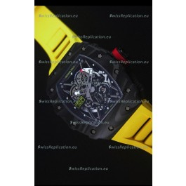 Richard Mille RM035-2 Rafael Nadal Forged Carbon Case with Yellow Rubber Strap