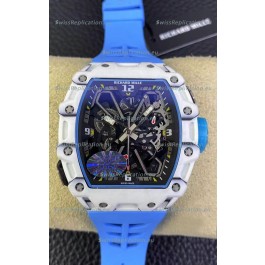 Richard Mille RM35-03 Rafael Nadal Edition White Carbon Fiber Casing 1:1 Mirror Replica Watch in Blue Strap 