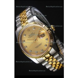 Rolex Datejust Replica Watch Gold with Diamonds Dial in 36MM with 3135 Swiss Movement 