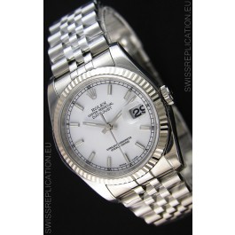 Rolex Datejust Japanese Replica Watch - White Dial in 36MM with Jubilee Strap