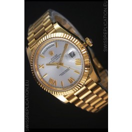 Rolex Day Date Japanese Replica Watch - Yellow Gold Casing in Steel Dial 40MM