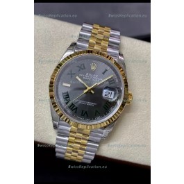 Rolex Datejust 36MM Cal.3135 Movement Swiss Replica Watch in 904L Steel Two Tone Grey Dial