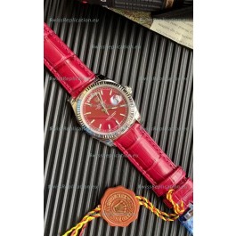 Rolex Day Date 904L Steel Casing Watch in Red Dial 36MM - 1:1 Mirror Quality 