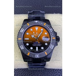 Rolex Submariner DiW Special Edition Watch in DLC Coating Carbon Bezel Orange Dial 