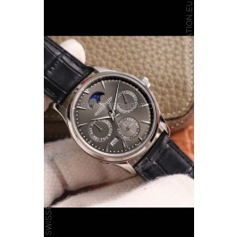 Jaeger LeCoultre Master Ultra-Thin Perpetual Calendar Grey Dial Swiss Replica Watch 