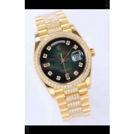 Rolex Day Date Presidential 18K Yellow Gold Watch 36MM - Green Dial 1:1 Mirror Quality Watch