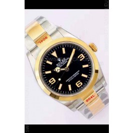 Rolex Explorer I Black Dial - Yellow Gold on Steel in 3235 Swiss Automatic Movement