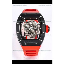Richard Mille RM055 Black Ceramic Casing 1:1 Mirror Replica Watch in Red Strap