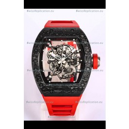Richard Mille RM055 Black Carbon Casing 1:1 Mirror Replica Watch in Red Strap
